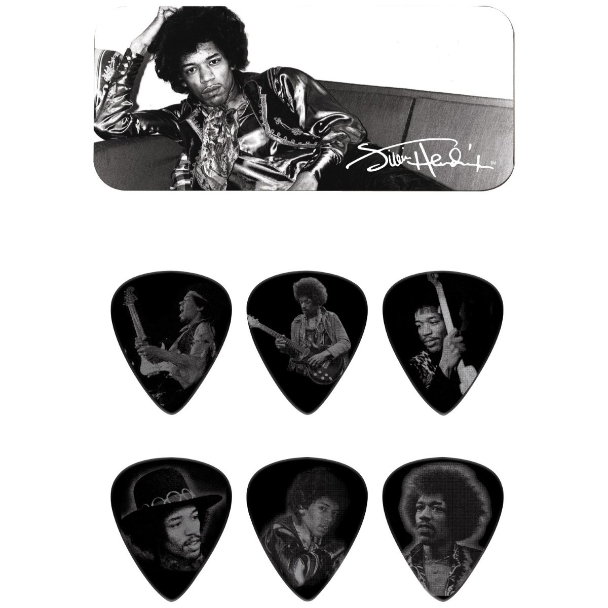 BOX IN METALLO 12 PLETTRI DUNLOP JIMI HENDRIX JHPT05H HEAVY