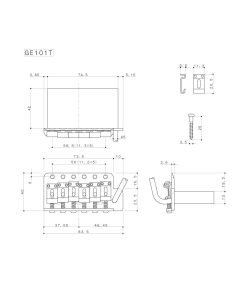 Alternative view of PONTE TREMOLO PER STRATOCASTER GOTOH GE101T-C CROMO