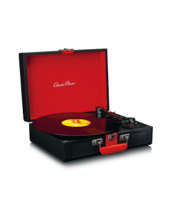 GIRADISCHI STILE VINTAGE  LENCO CLASSIC PHONO TT-110 CON BT & Built-In Speakers, BLACK & RED
