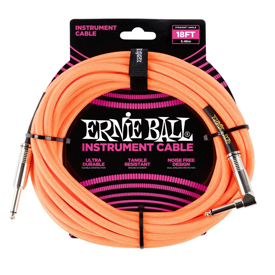 CAVO JACK-JACK ERNIE BALL 6084 Braided Cable 18' Neon Orange (5,49 mt)