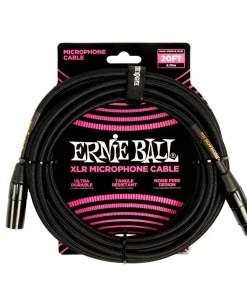 CAVO XLR F -XLR M  ERNIE BALL 6392 Cavo Microfonico Braided Nero (6 Mt)